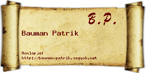 Bauman Patrik névjegykártya